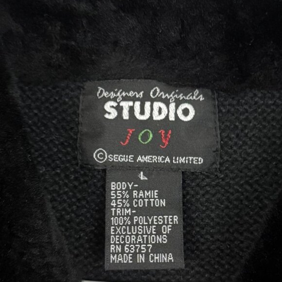 Designers Originals Studio JOY Cardigan Sweater Womens Large Black Xmas Snowmen - Picture 8 of 14